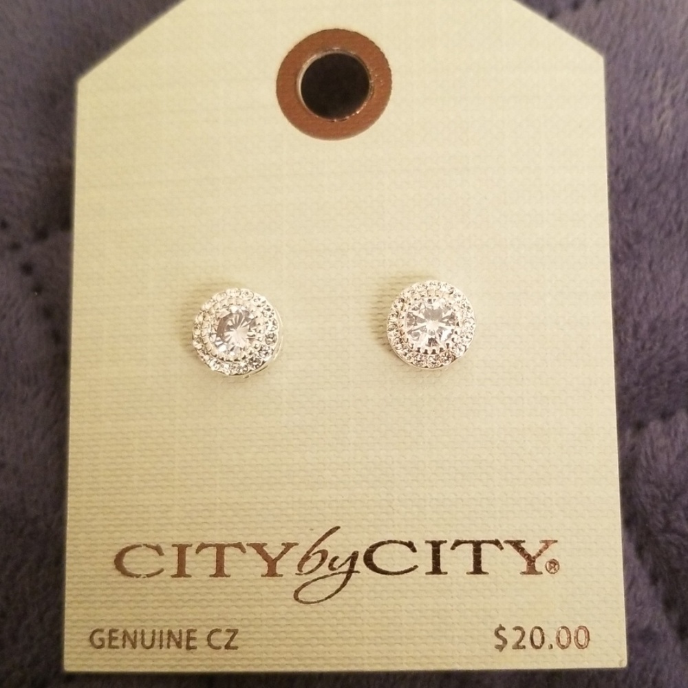 Genuine CZ post earrings
